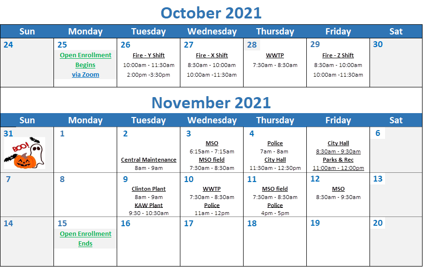 Virtual Open Enrollment Calendar