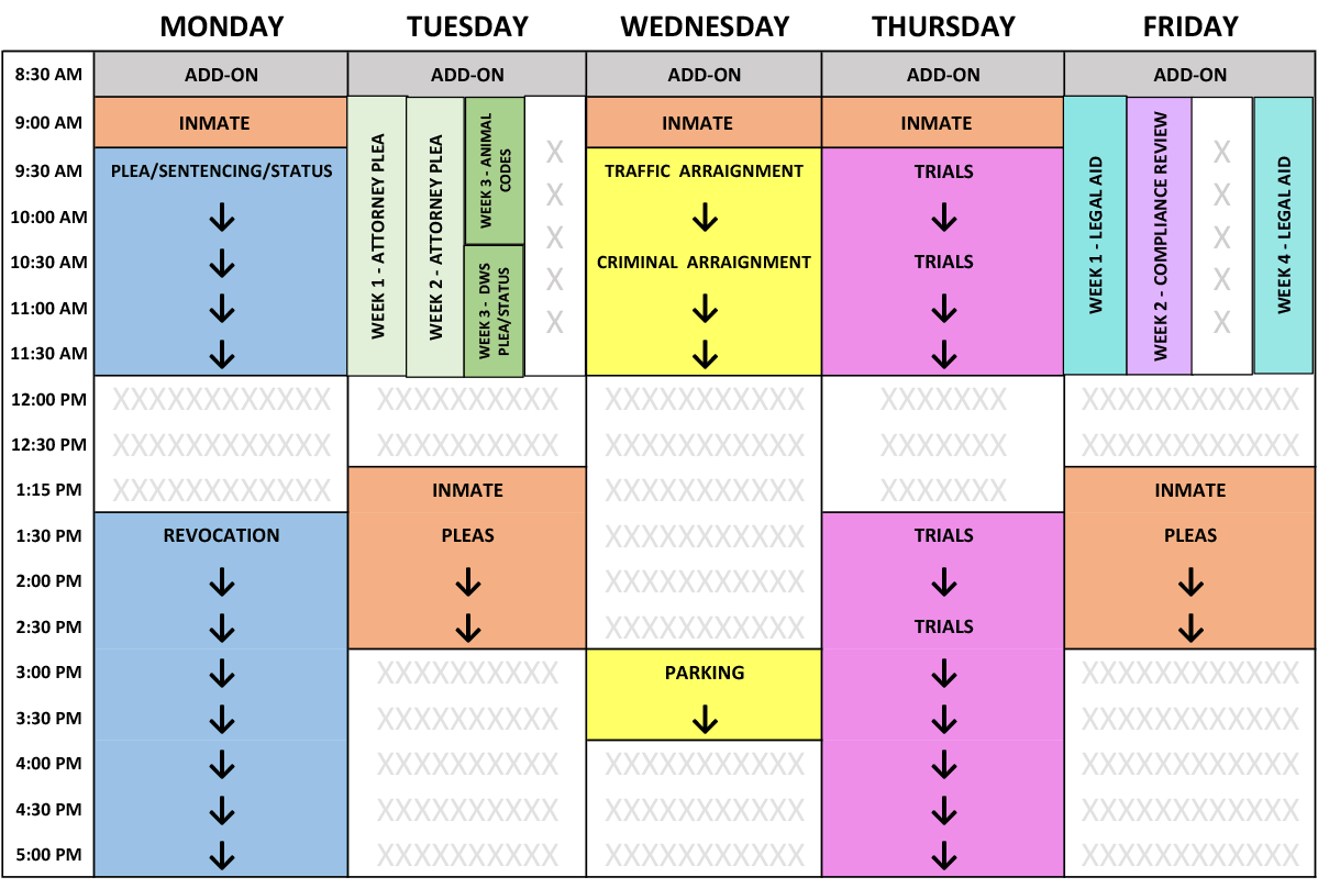 Docket schedule