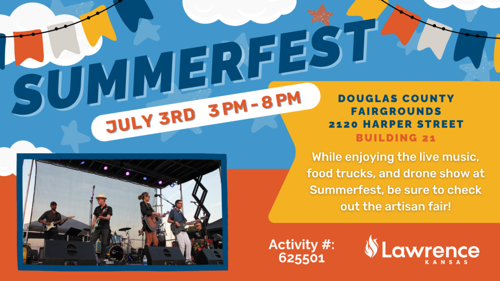 Lawrence Parks, Recreation and Culture's SummerFest Artisan Fair will be held on July 3, 2025. 