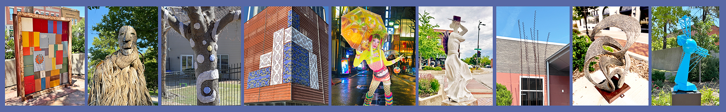 One image collage of the nine 2025 Unmistakable Public Art Exhibition artworks